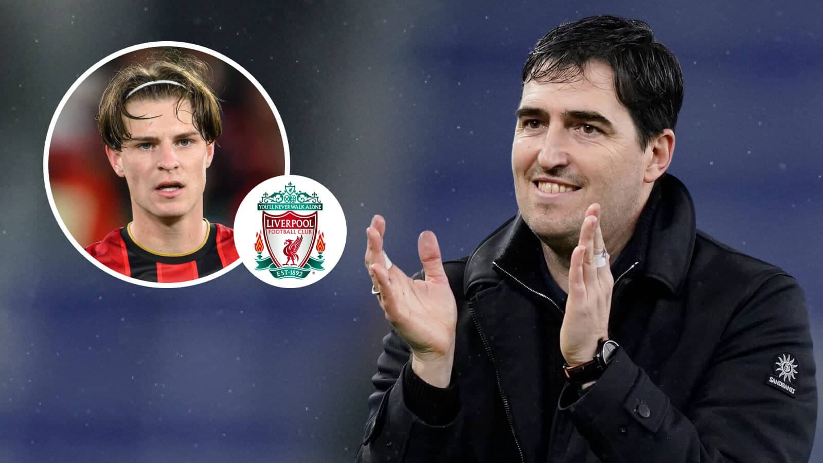 Manager clapping with player image and Liverpool logo Manager clapping with player image and Liverpool logo