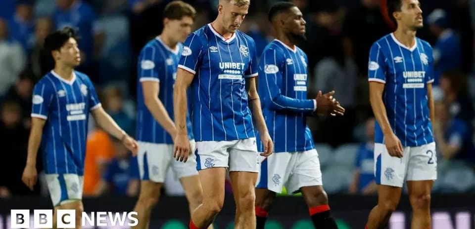 Rangers players walking off the pitch after match