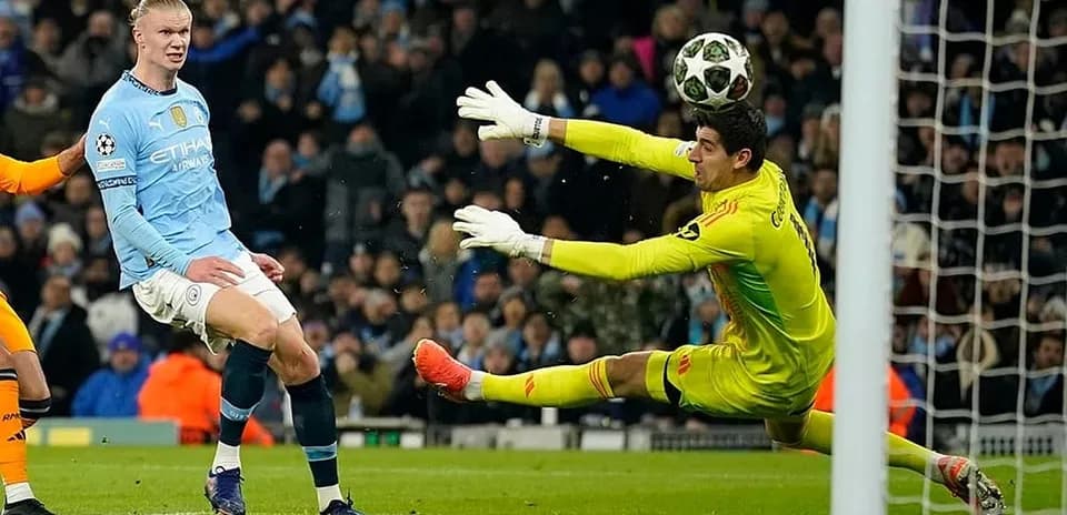 Erling Haaland attempting a shot on goal