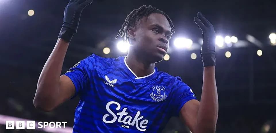 Player celebrating a goal in Everton jersey