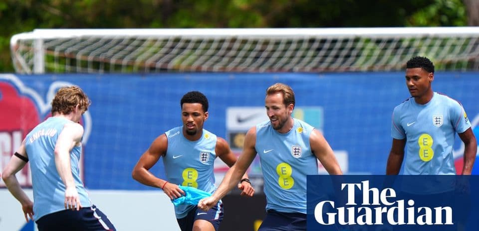 England players training on pitch before match
