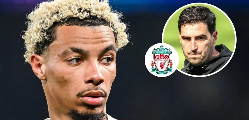 Football player with curly hair and Liverpool logo
