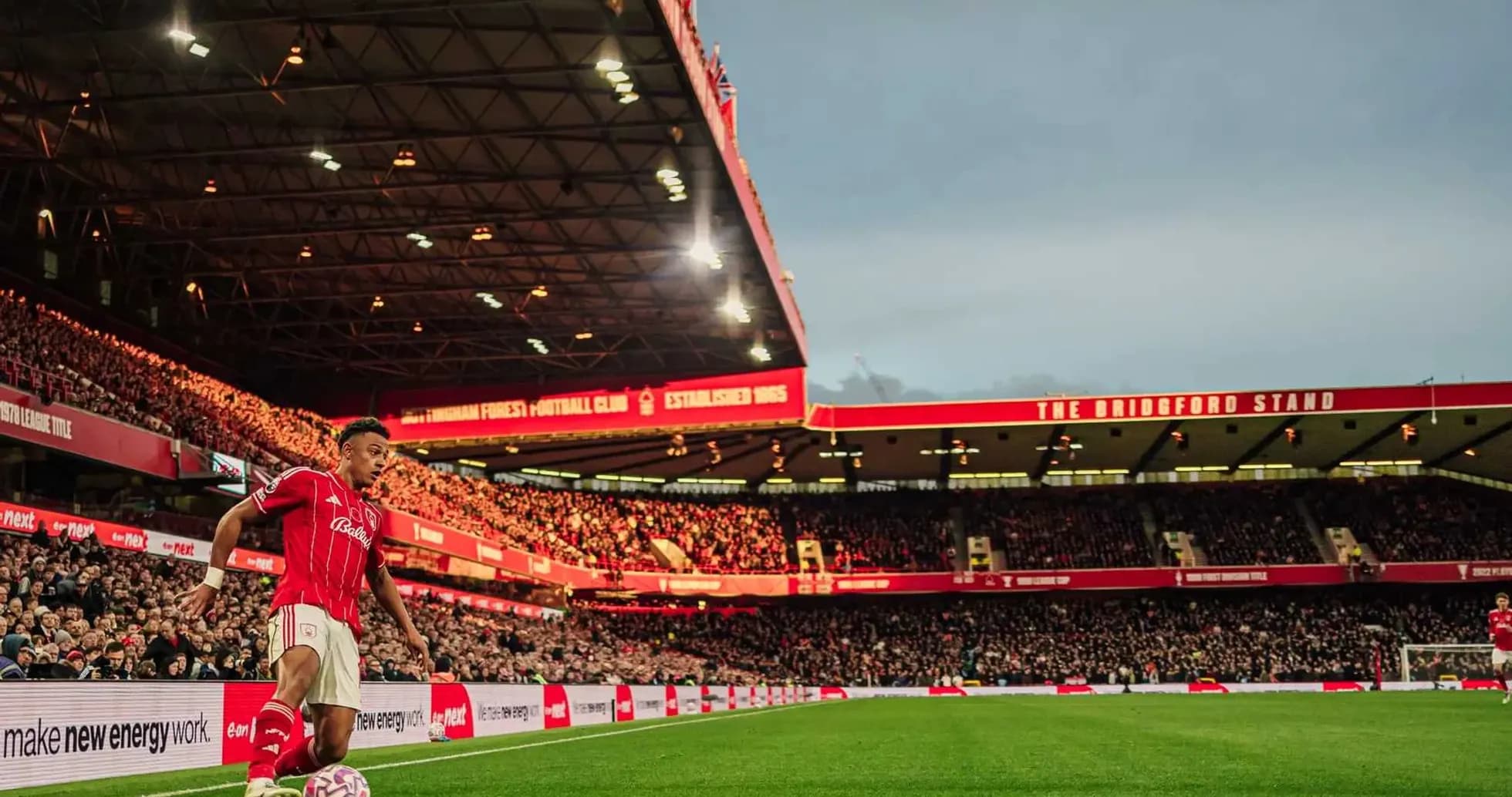 Player preparing for corner kick at stadium