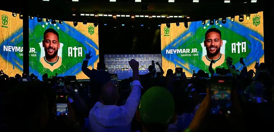 Neymar Jr. featured at promotional event with audience