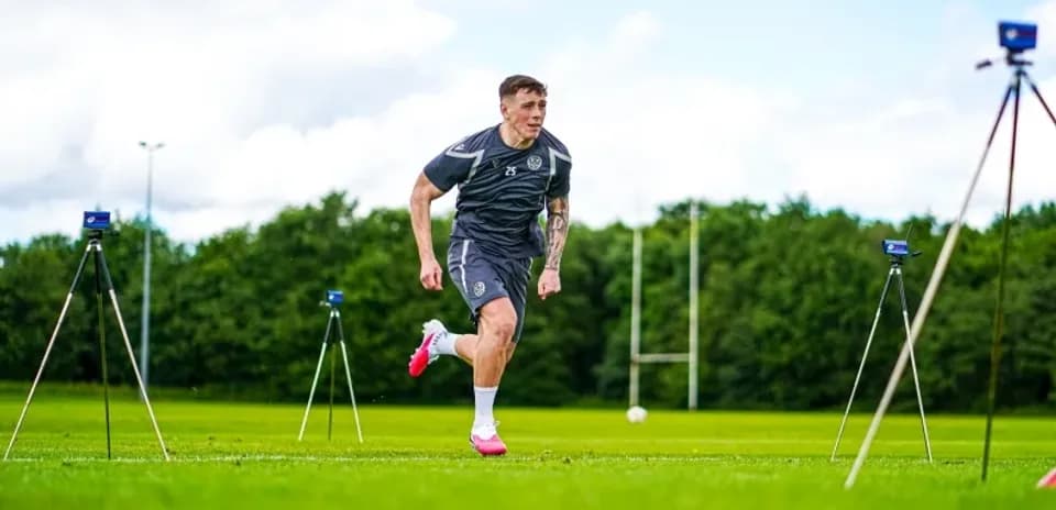 Player sprinting during training session on field