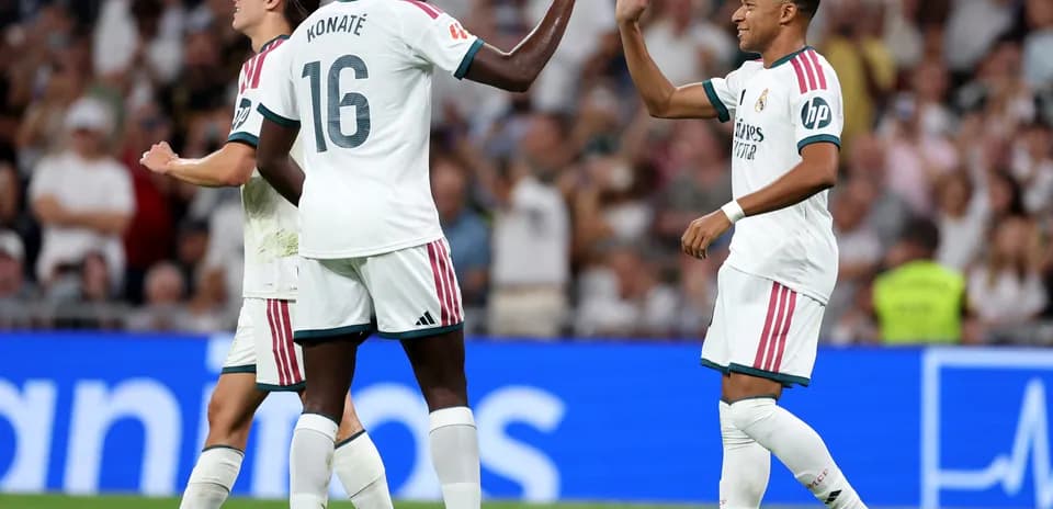 Real Madrid players celebrating during match