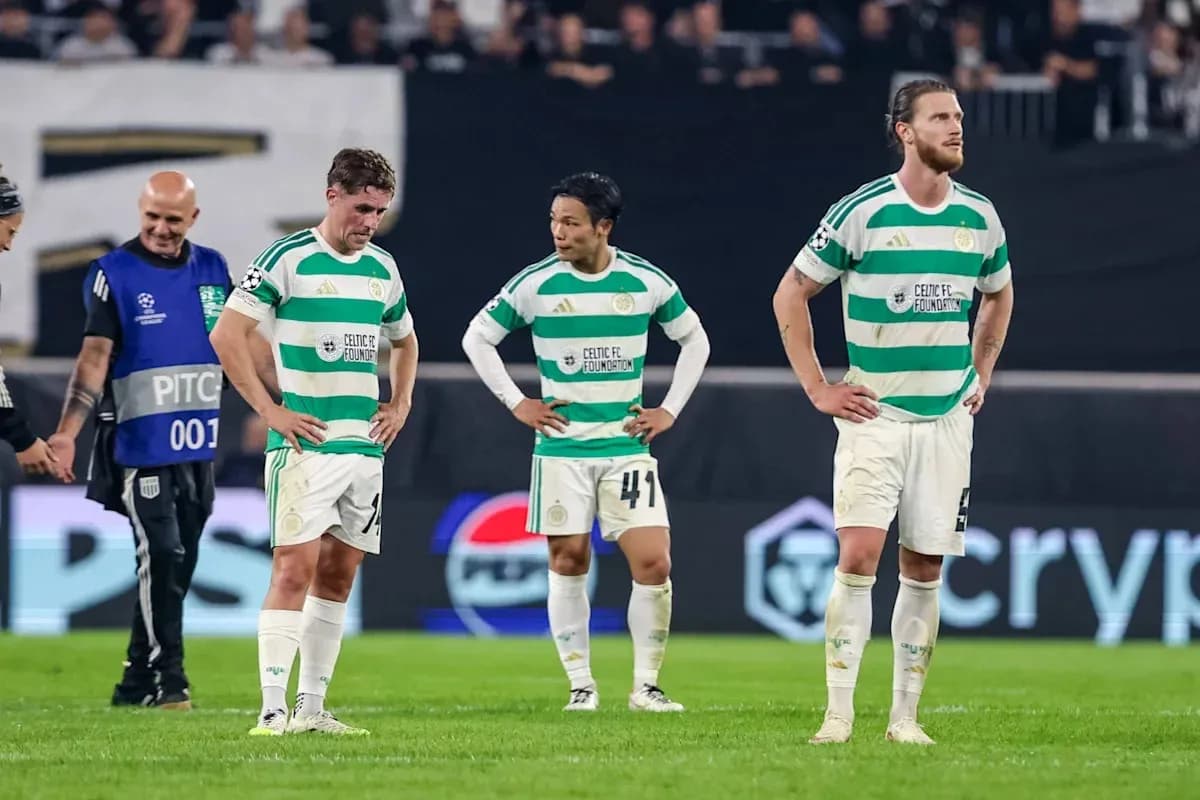 Celtic players reacting after match on the field