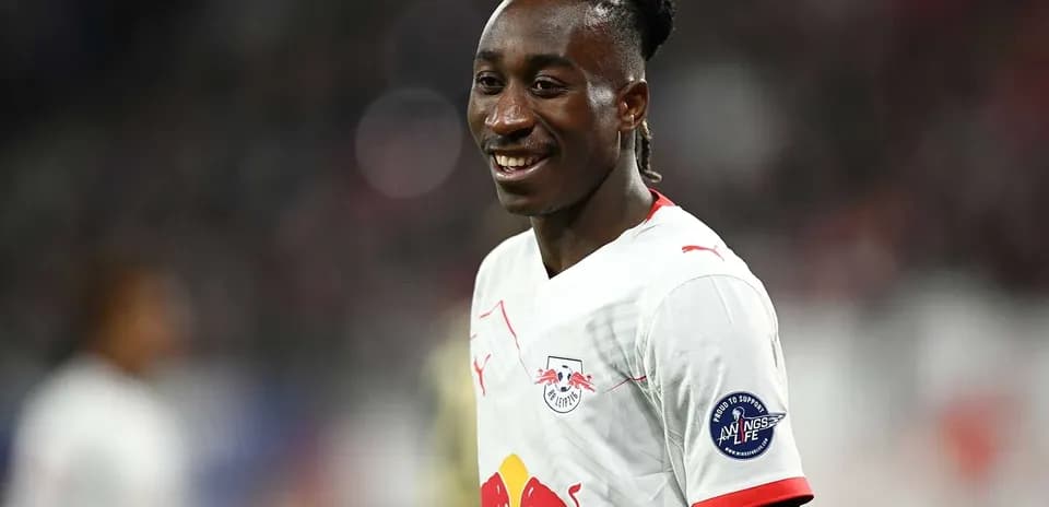 RB Leipzig player smiling during match