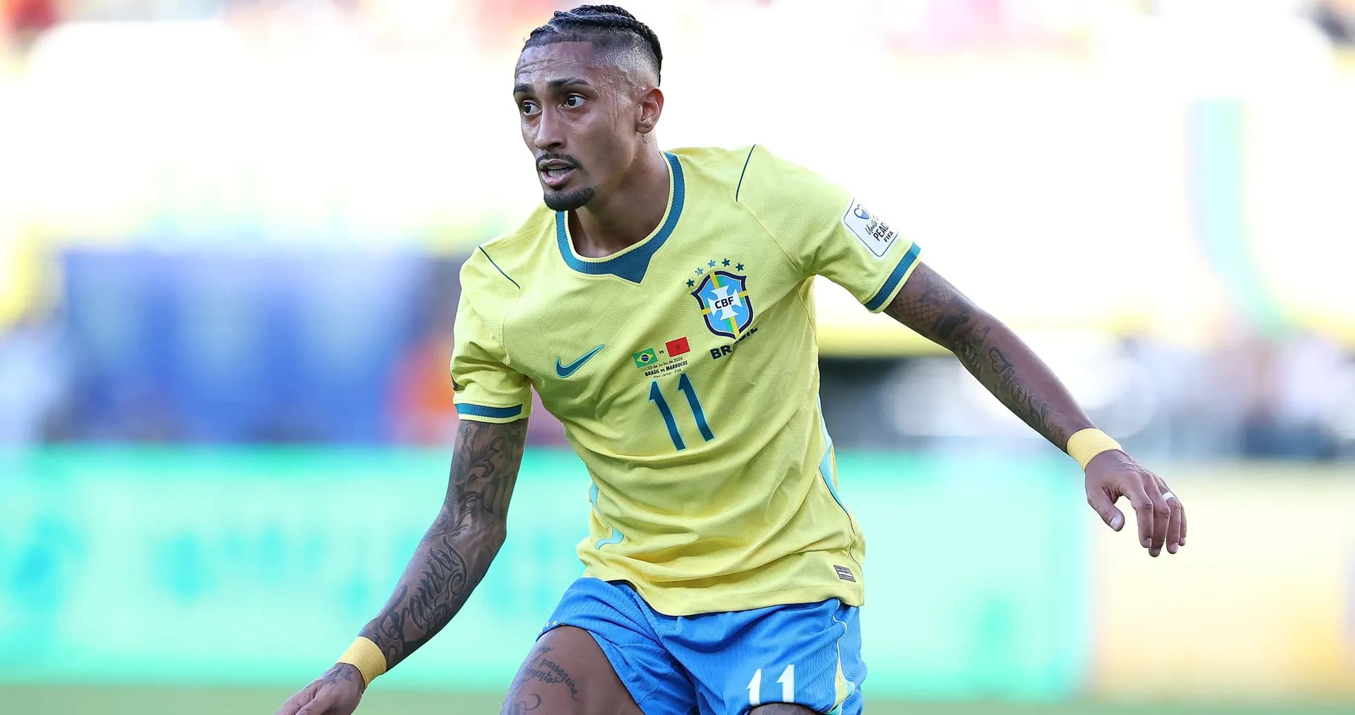 Player in Brazil jersey during a soccer match