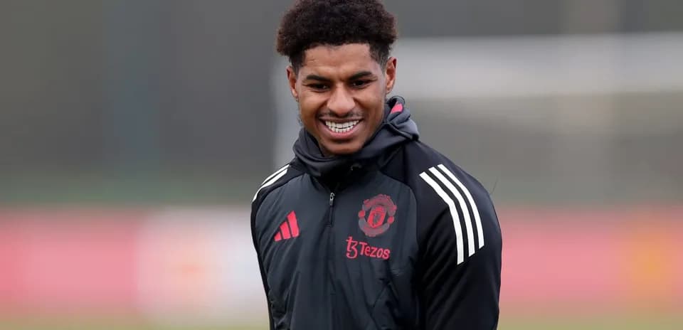 Player smiling during Manchester United training session