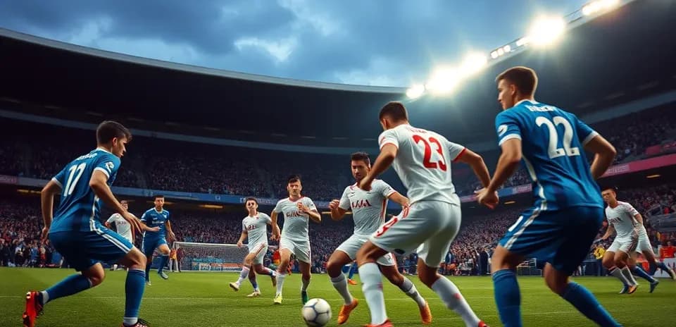 Players competing during Pafos vs HNK Hajduk Split