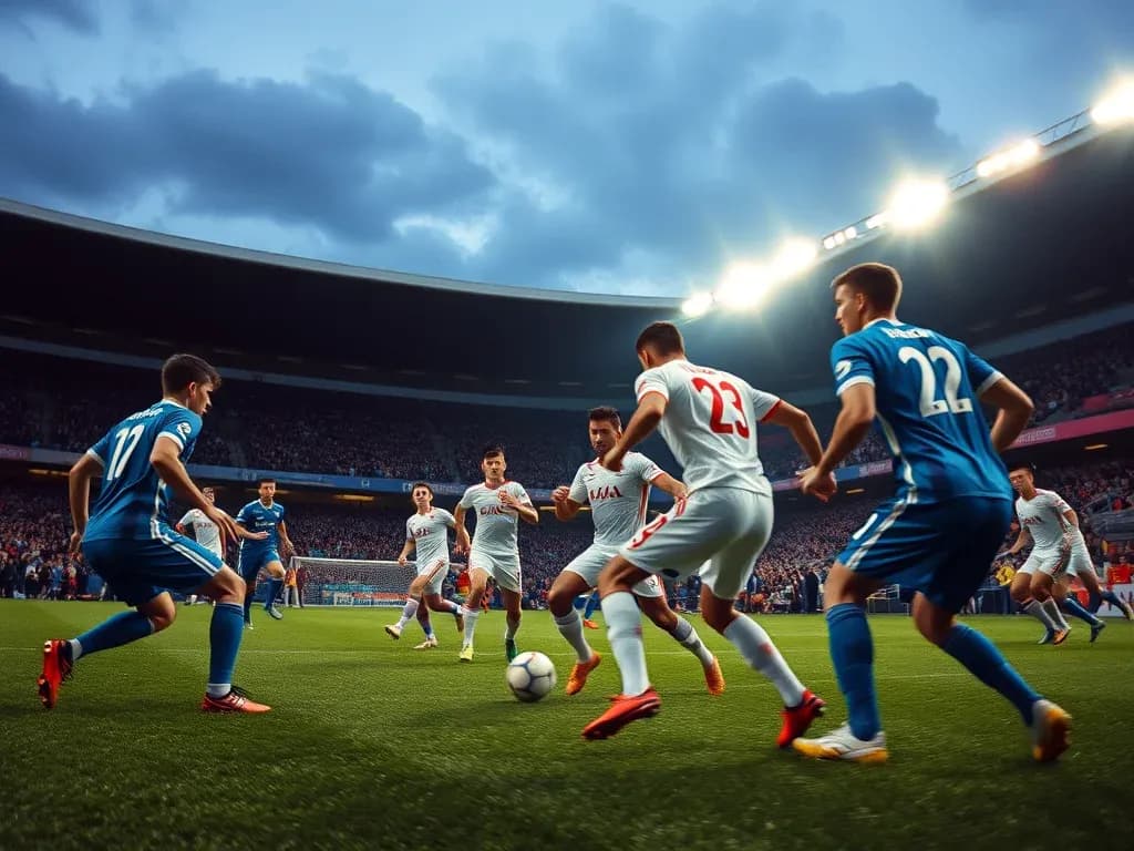 Players competing during Pafos vs HNK Hajduk Split