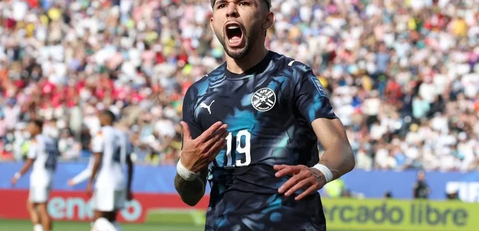Paraguay player celebrating during match
