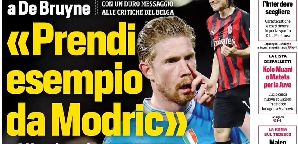 Headline featuring De Bruyne and Modric comparisons