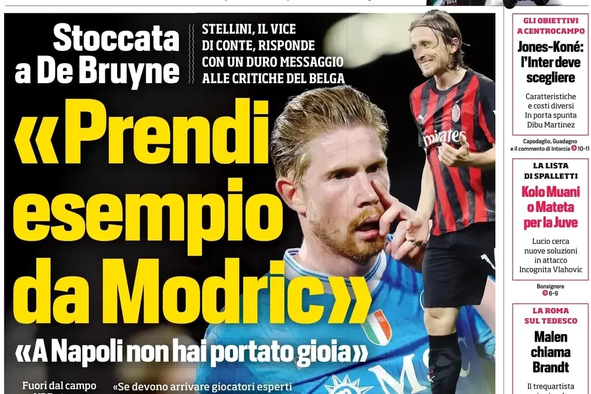Headline featuring De Bruyne and Modric comparisons