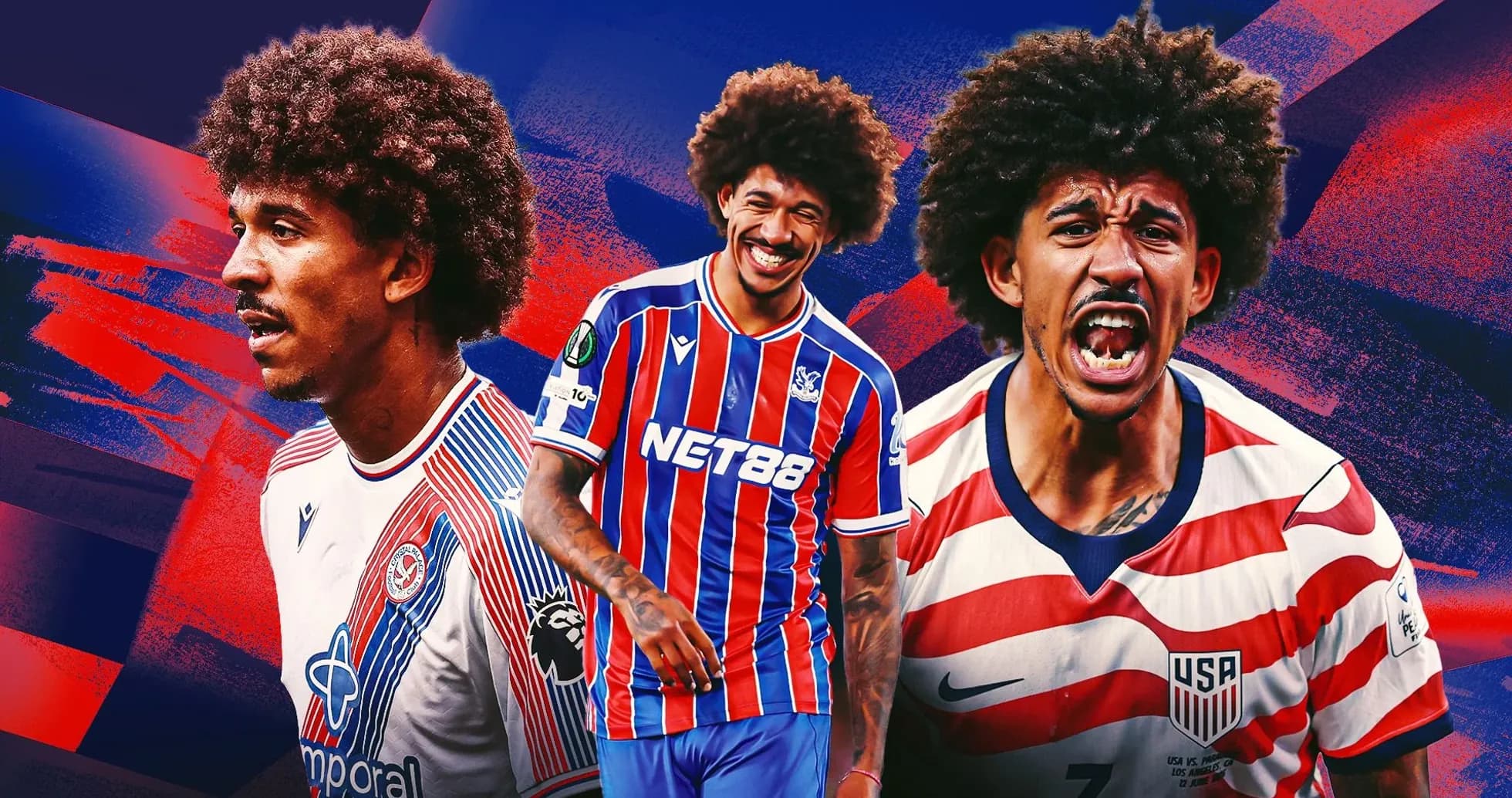 Player in various jerseys with colorful background