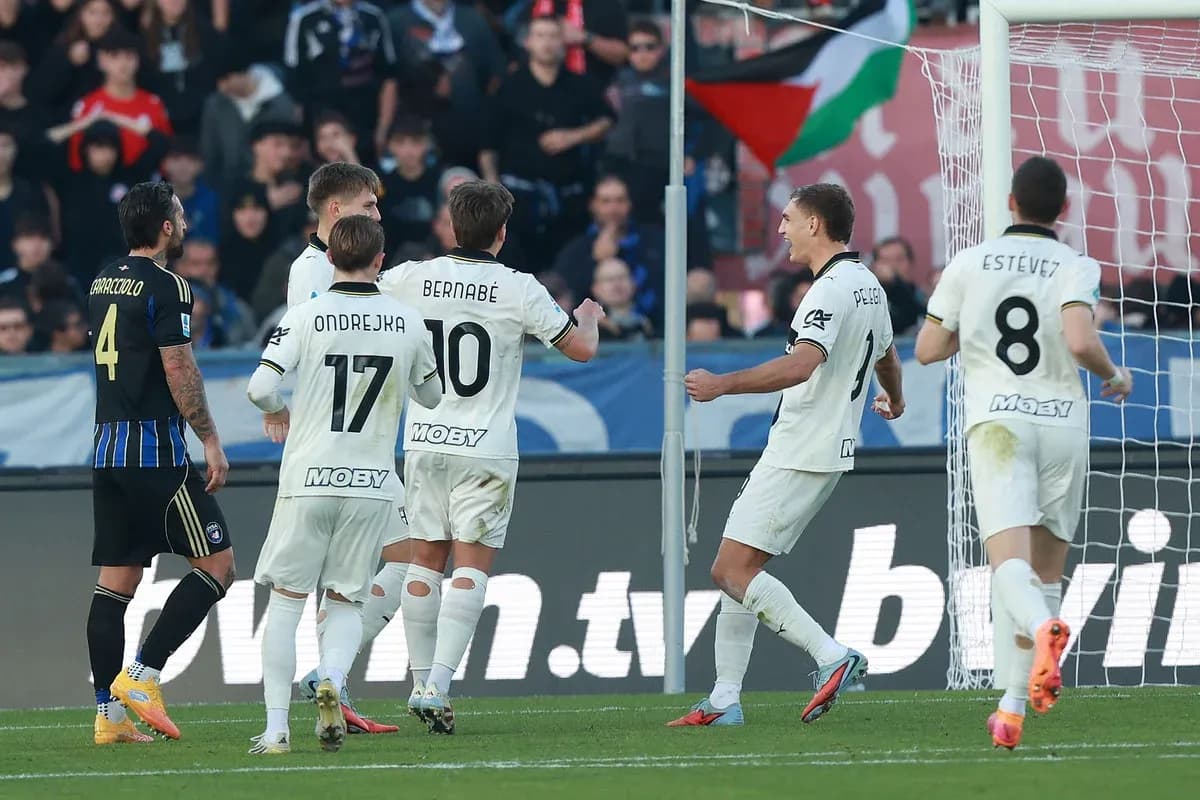 Players celebrating a goal during Serie A match