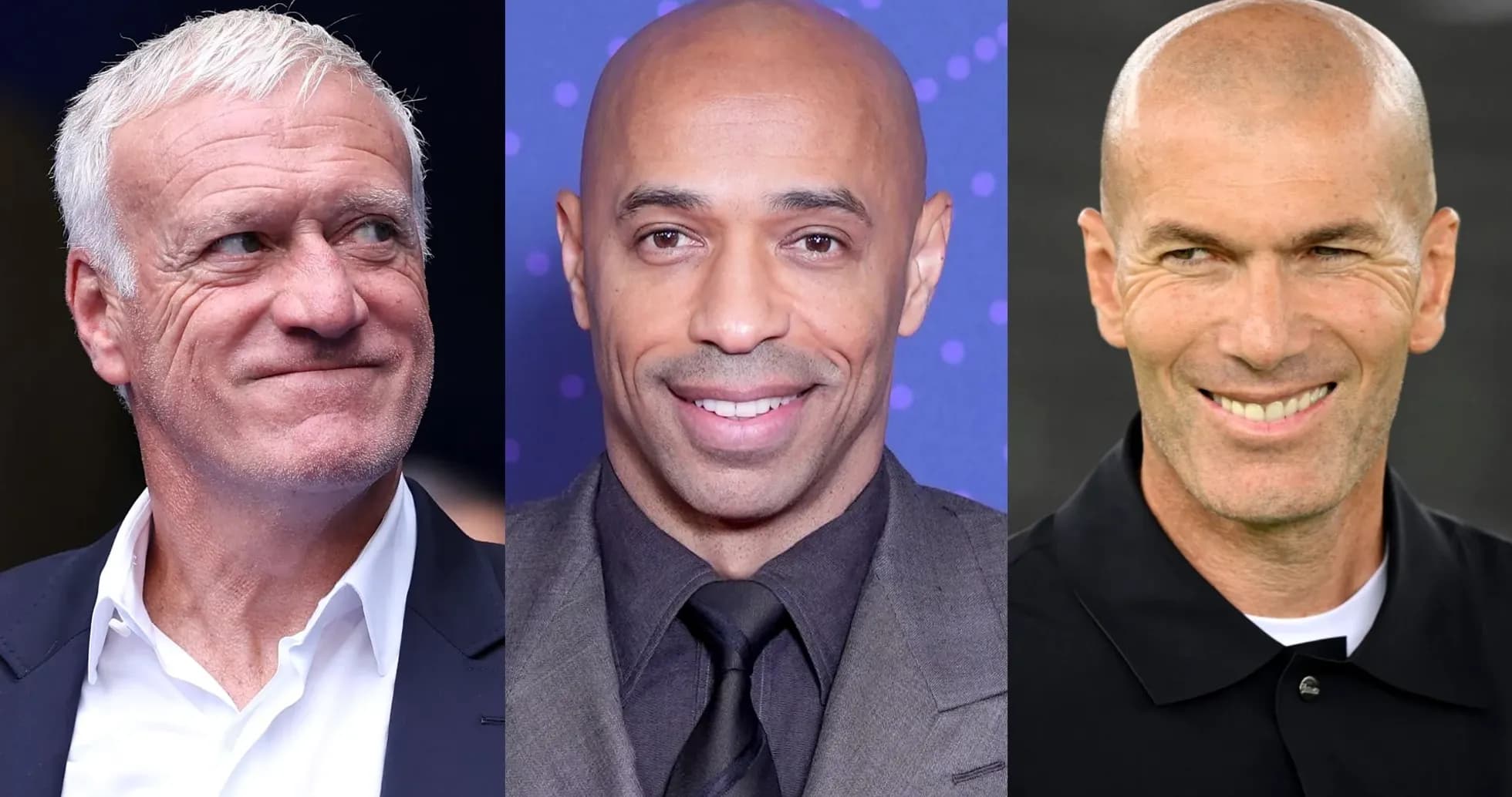 Three football personalities posing together for photo