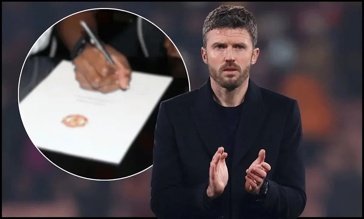 Manager applauding during match with contract signing in background