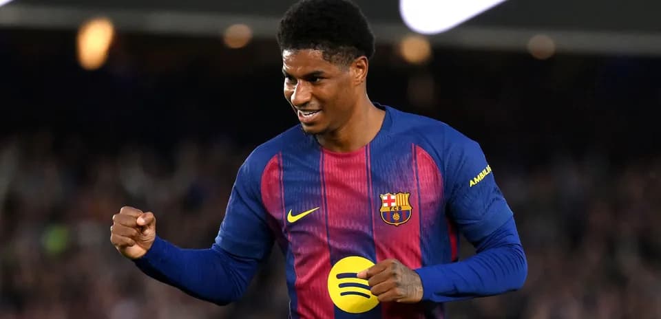 Player celebrating a goal in Barcelona jersey