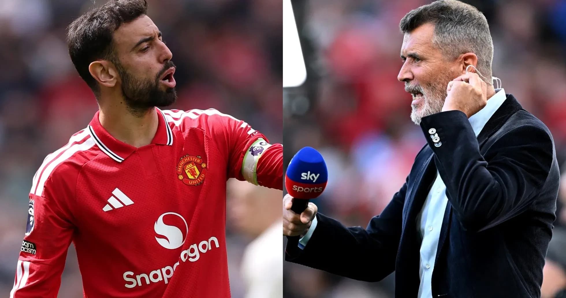 Bruno Fernandes and Roy Keane during match commentary