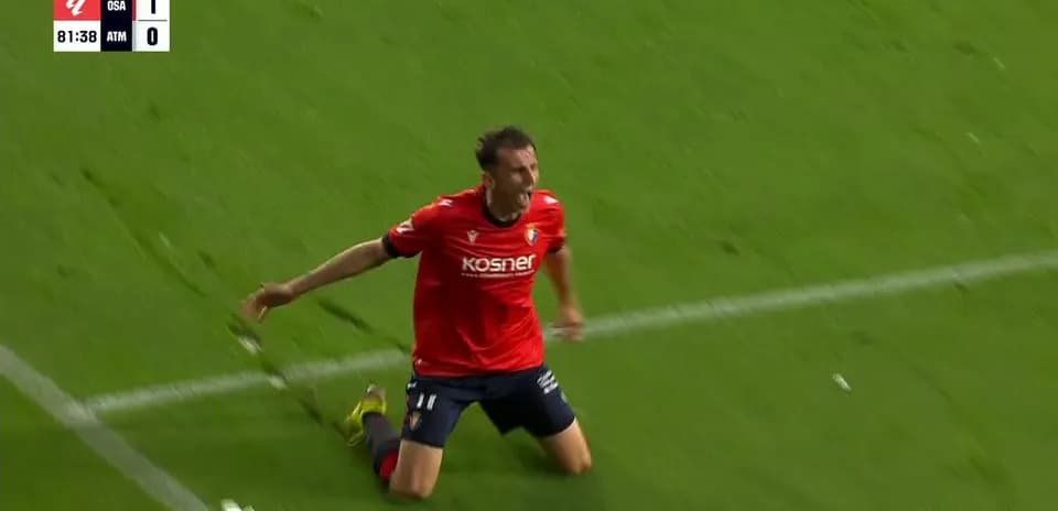 Osasuna player celebrating after scoring a goal