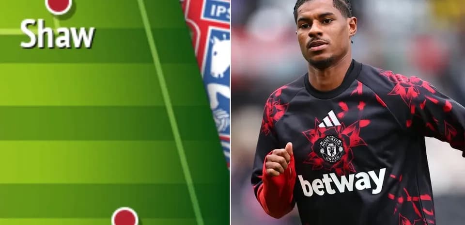 Marcus Rashford warming up in Manchester United kit