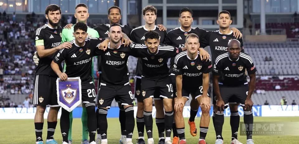 Qarabag team posing for Europa League match