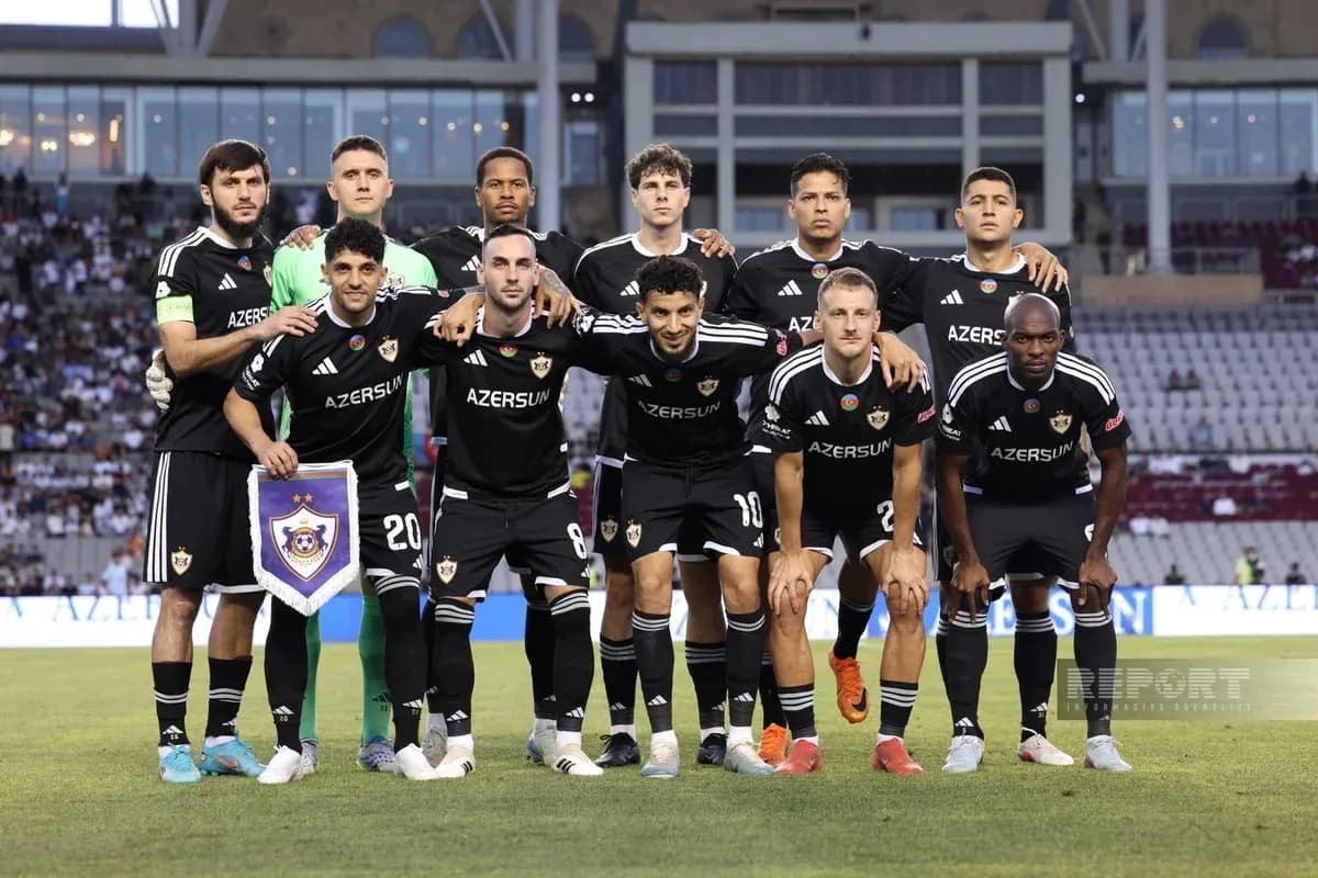 Qarabag team posing for Europa League match
