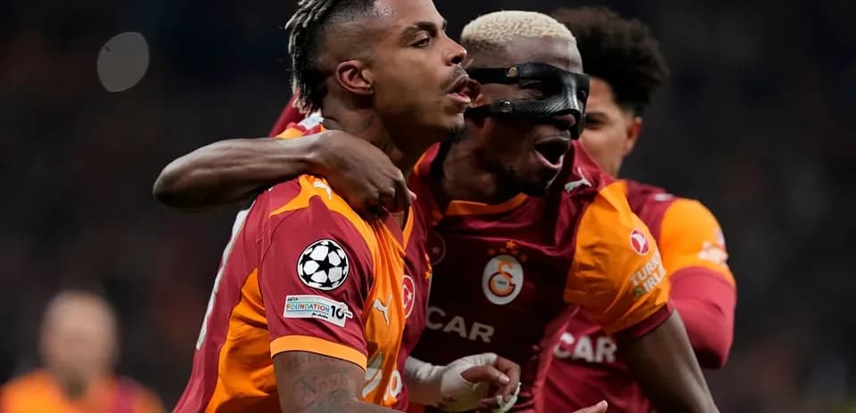 Galatasaray players celebrating a goal in Champions League