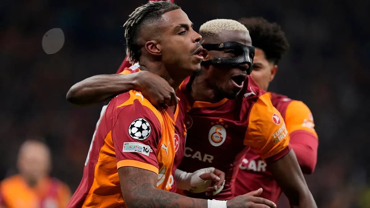 Galatasaray players celebrating a goal in Champions League