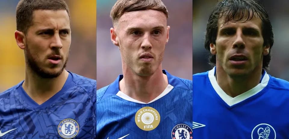 Three Chelsea players in blue kits posing for photo