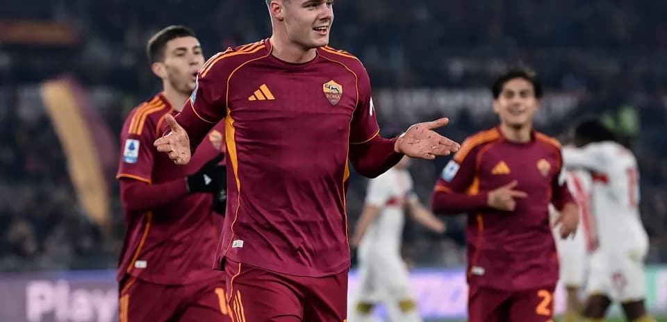 AS Roma players celebrating during Serie A match