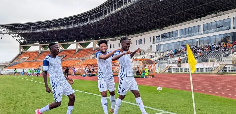 Players celebrating a goal during CAF Champions League