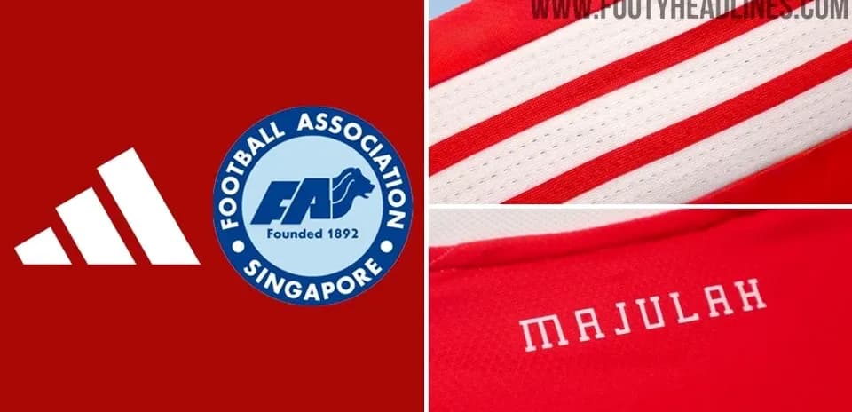 Adidas logo and Singapore Football Association jersey details