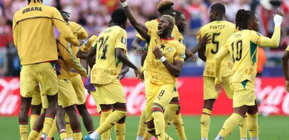 Ghana players celebrating during a match
