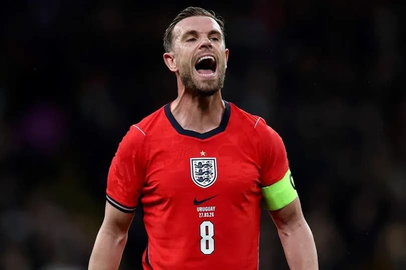 Player celebrating in England national team jersey