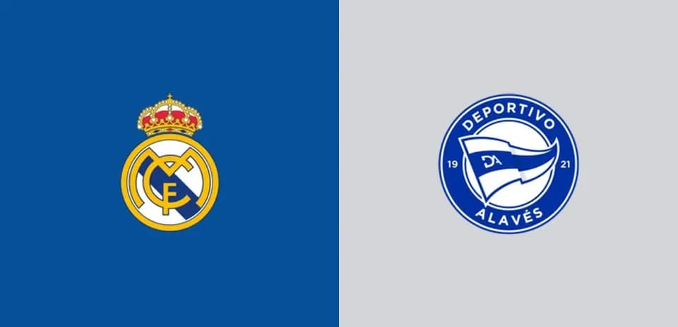 Logos of Real Madrid and Deportivo Alavés