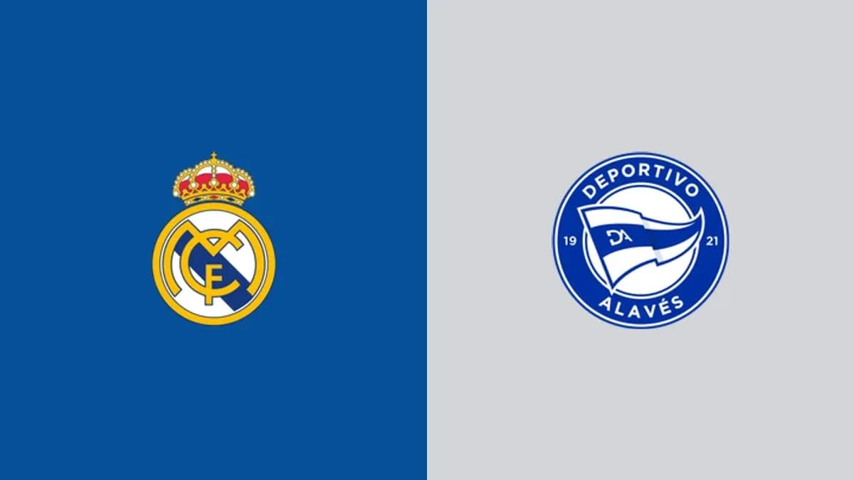Logos of Real Madrid and Deportivo Alavés