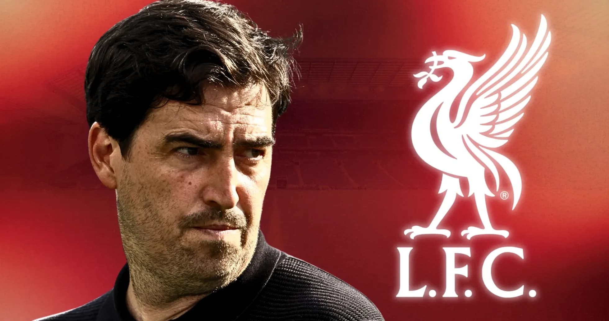 Coach with Liverpool FC logo in background