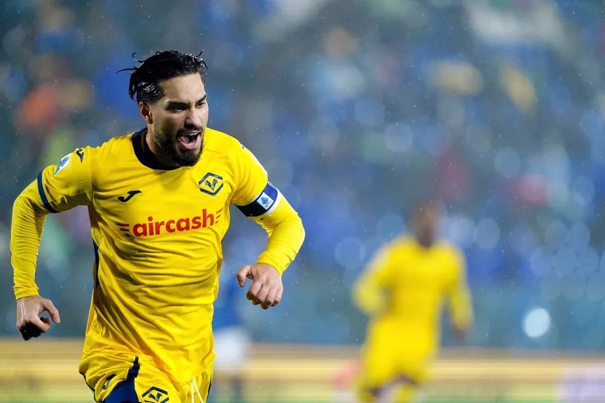 Player celebrating during Hellas Verona match
