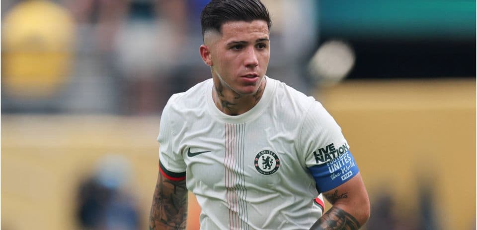 Player wearing Chelsea jersey during match action