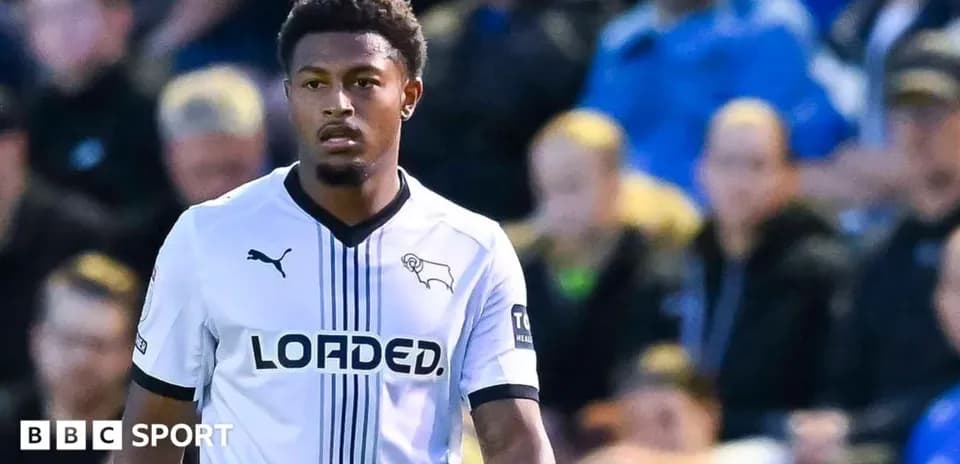 Player wearing Derby County kit during match