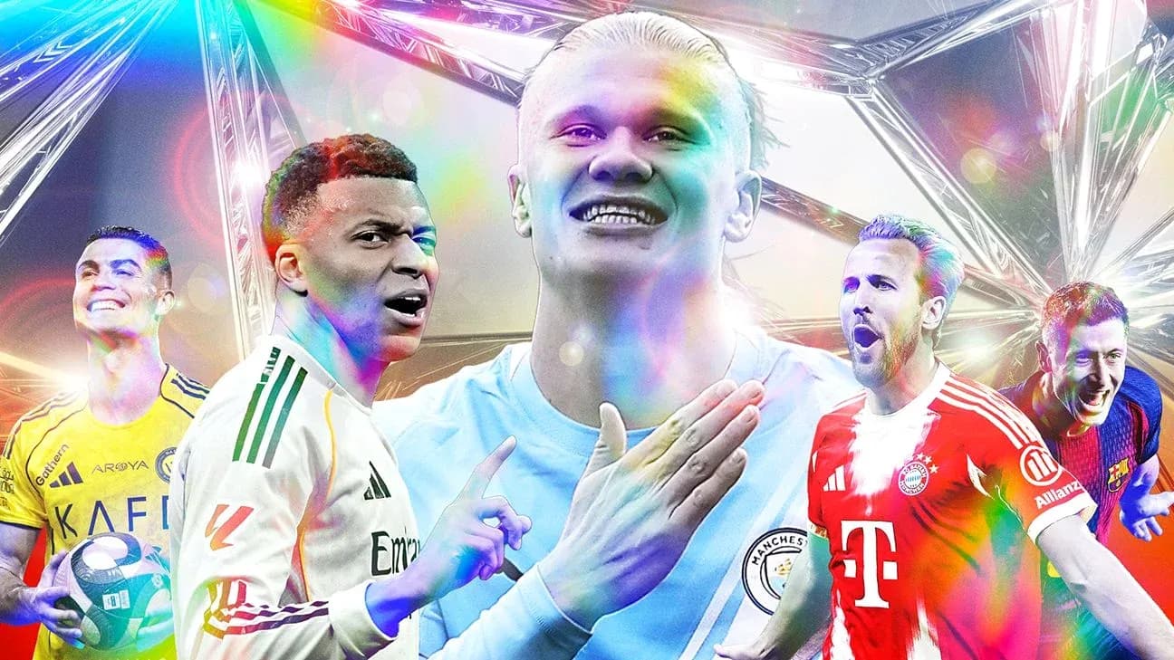 Famous football players celebrating with colorful background