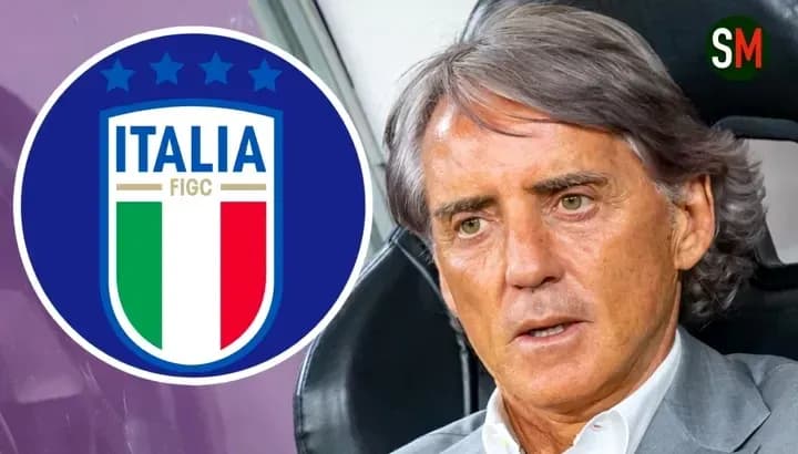 Italy national team coach with team logo background