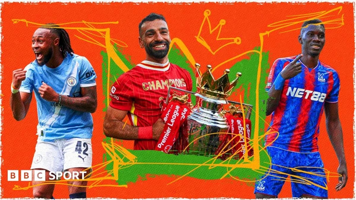 Three football players with Premier League trophy