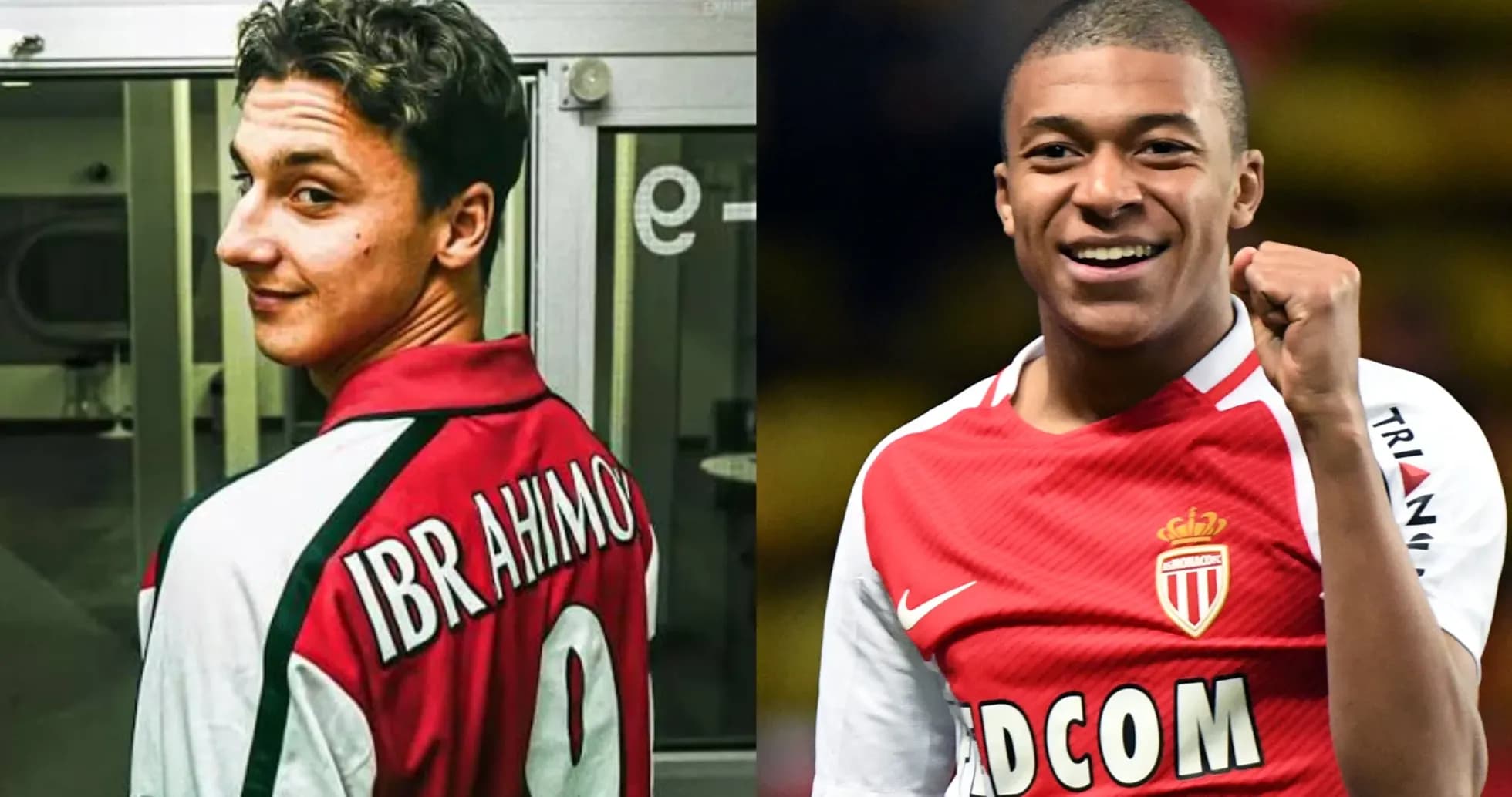Two football players in club jerseys, smiling