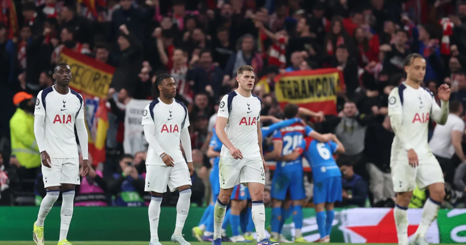 Tottenham players during UEFA Champions League match