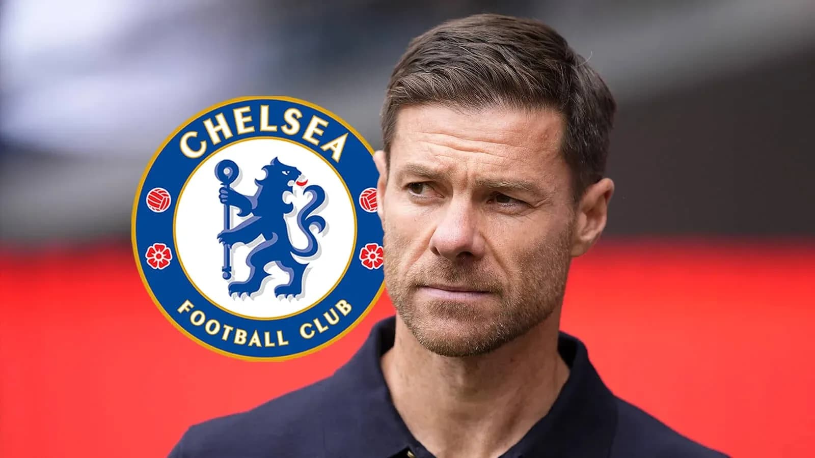 Coach with Chelsea Football Club logo in background