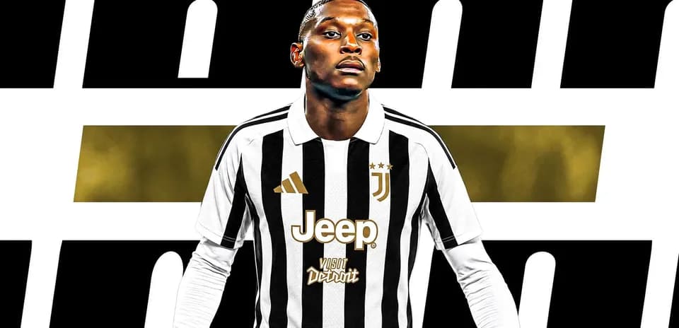 Player in Juventus jersey with team logo displayed